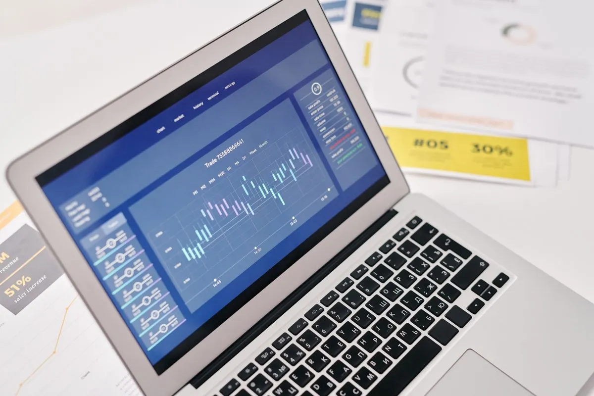 Business owner reviewing charts and budget numbers