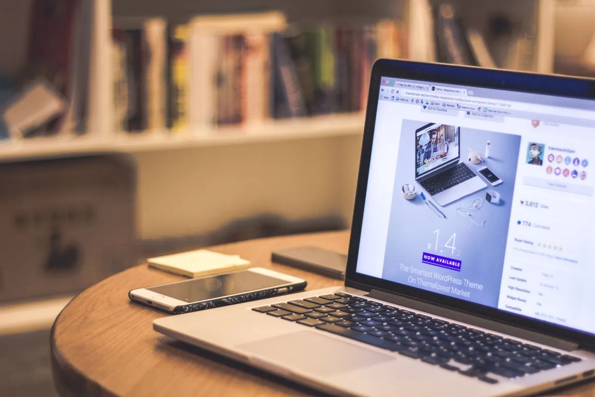 Laptop displaying a business website